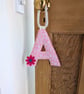 Personalised Floral Fabric Initial - 3D Padded Nursery Door Sign with Lucet Cord