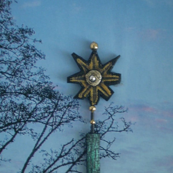 Leather Bookmark  "Gold Star".... Christmas Gift