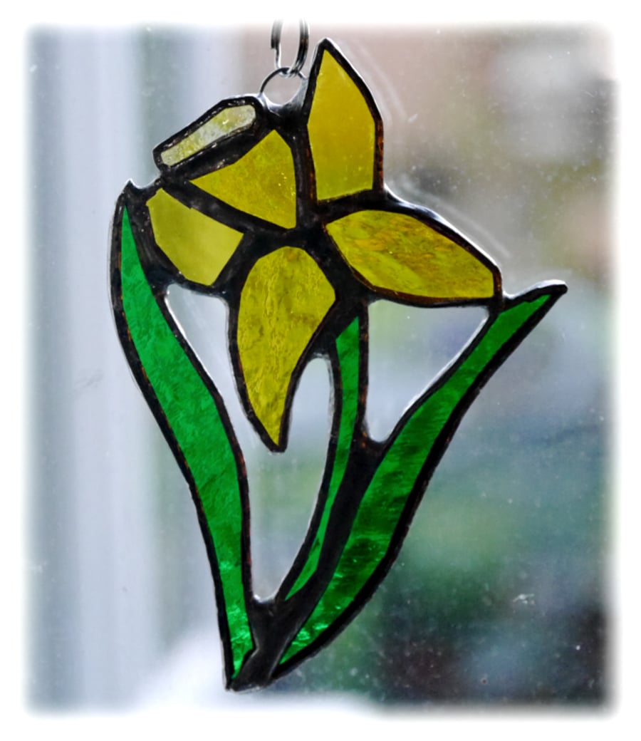 Daffodil Suncatcher Stained Glass Handmade Sping Flower 019