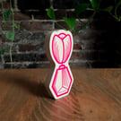 Neon Pink Tulip Love You Flower Ornament Handmade Wooden  