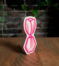 Neon Pink Tulip Love You Flower Ornament Handmade Wooden  