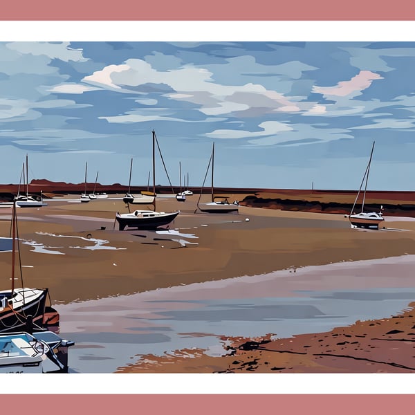 Boats Wells Next The Sea Norfolk Greeting Card A5 Size 