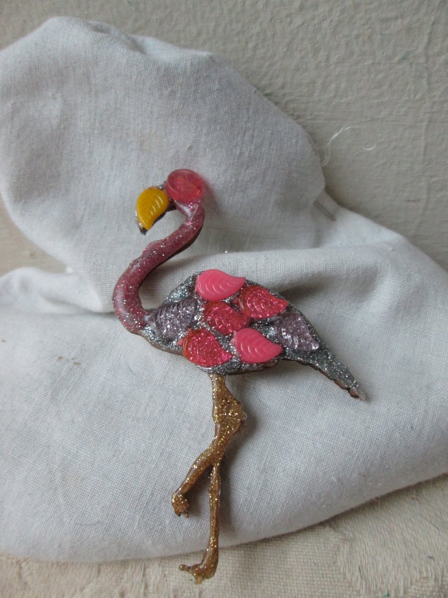 Mosaic Flamingo Brooch