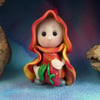 Summer Special Tiny Garden Gnome 'Carmel' with strawberry OOAK Sculpt Ann Galvin