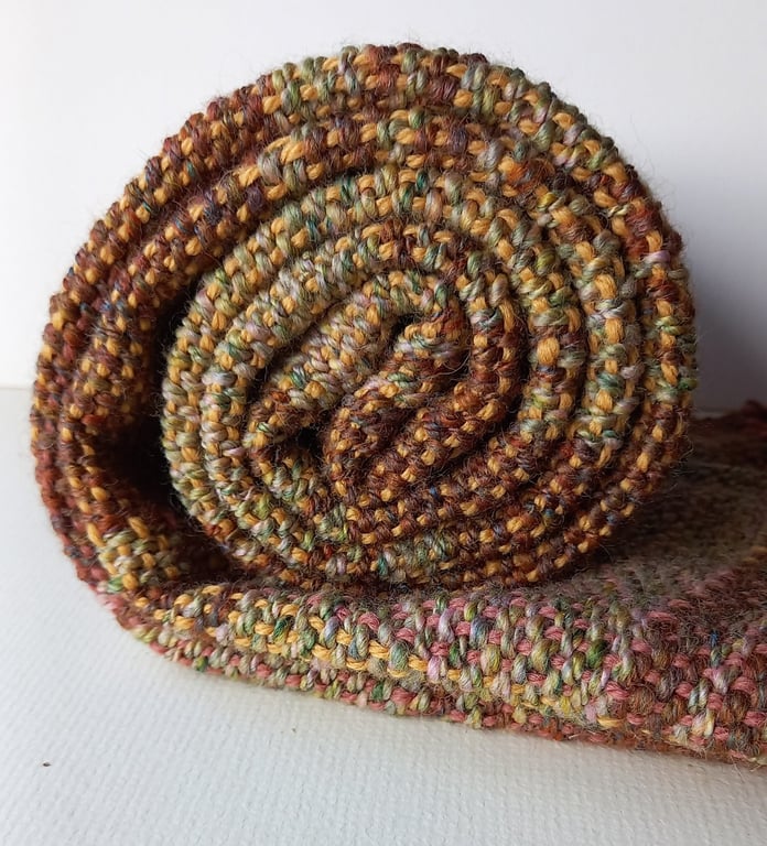 Handwoven Wool, Alpaca & Bamboo Scarf in Earthy Stripes
