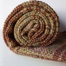 Handwoven Wool, Alpaca & Bamboo Scarf in Earthy Stripes