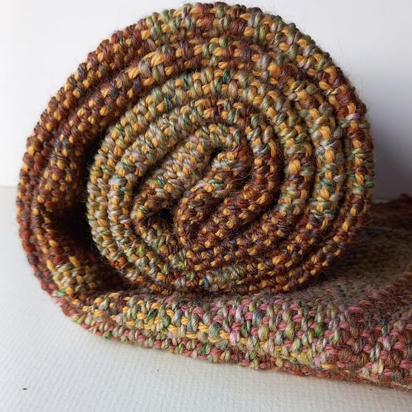 Handwoven Wool, Alpaca & Bamboo Scarf in Earthy Stripes