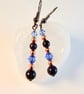 Blue Goldstone Earrings With Swarovski 'Sapphire' Crystals and Copper Beads. - Image 3