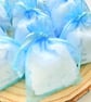 White Biodegradable Heart Confetti, Blue Bags - Wedding Toss Eco Send Off Decor