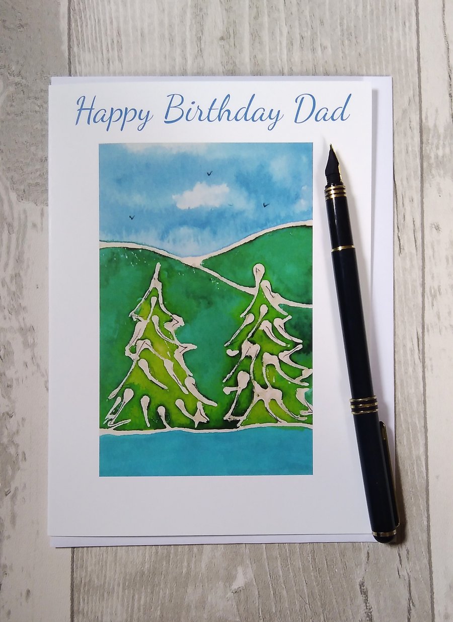 Happy Birthday Dad card. Dad Birthday card. Dad card. Forest card.