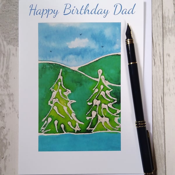 Happy Birthday Dad card. Dad Birthday card. Dad card. Forest card.