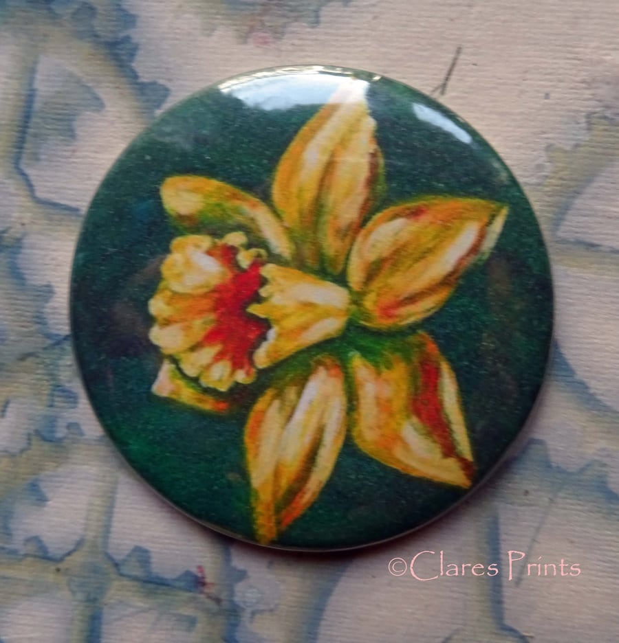 Daffodil Art Badge 58mm Button Animal Badges Flower