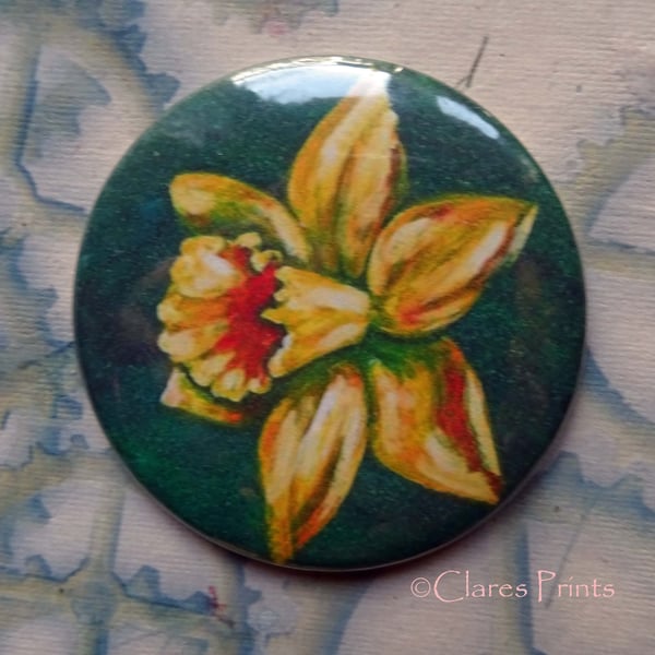 Daffodil Art Badge 58mm Button Animal Badges Flower