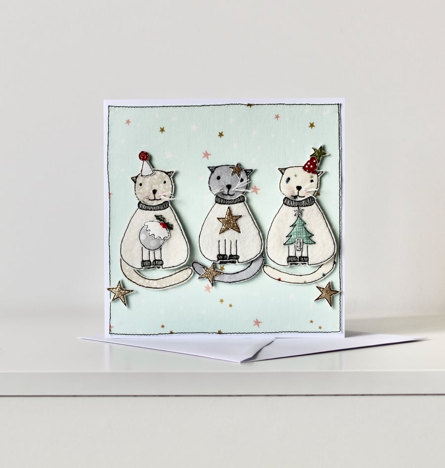 Special Order for Lynda - 'Cats in Christmas Jumpers' - Handmade Blank Card