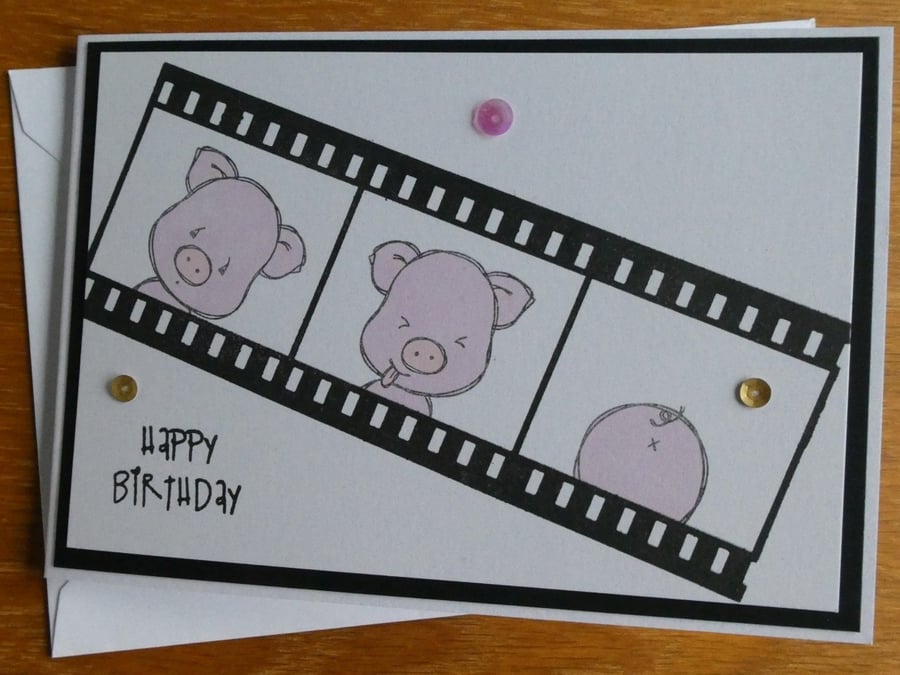 Film Roll Birthday Card - Pigs