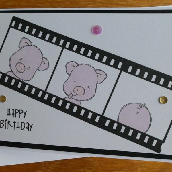 Film Roll Birthday Card - Pigs