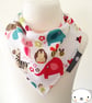 Handmade Premium Quality Baby Girls Bandana Dribble Bib with CUTE ANIMALS Fabric