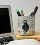 Textile storage pot with hand embroidered puffin - Image 7