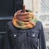 SCARF, knitted infinity loop scarf, chunky autumn shades button snood, cowl
