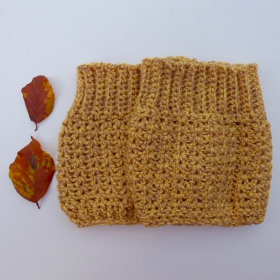 Boot cuffs, boot toppers, crochet boot cuffs, mustard accessory