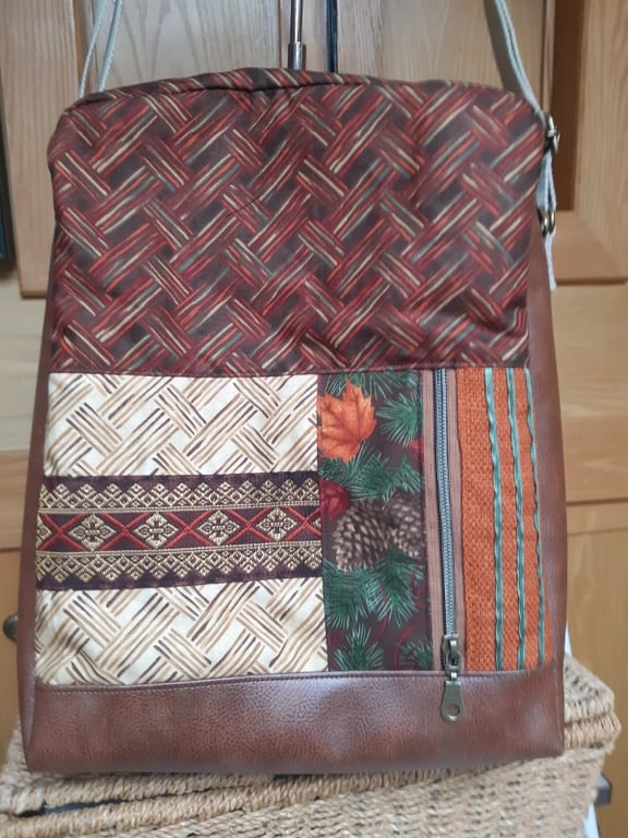 Faux leather and cotton bag