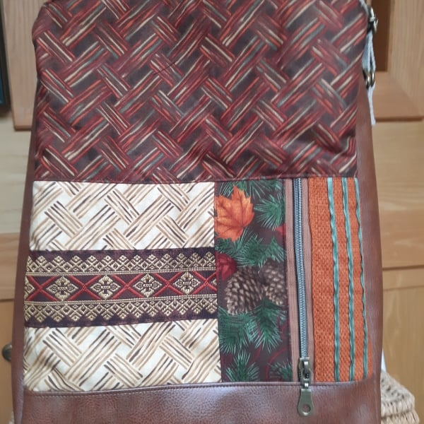Faux leather and cotton bag