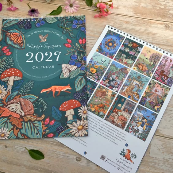 2027  Illustrated Wall Calendar of Wildlife and Flowers