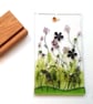 Purple wildflowers glass art, fused glass floral panel, freestanding ornament. M - Image 4