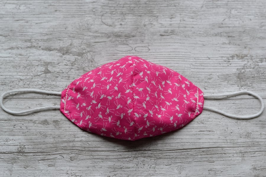 Face Mask HotPink Flamingo, Washable, 100% Cotton