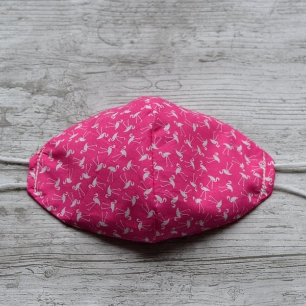 Face Mask HotPink Flamingo, Washable, 100% Cotton