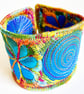 Textile - Cuff - with Free Machine Embroidery and Applique in Blue - Image 2