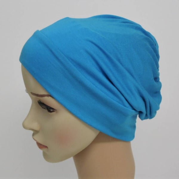 Turquoise lightweight viscose jersey beanie for women, chemo head wear