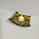 Fused Glass small  square decorative bowl - leopard