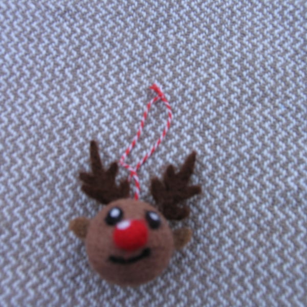 Needle Felted Reindeer Hanging Tree Decoration