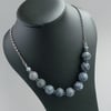 Dark Navy Chunky Necklace - Inky Blue Weathered Agate Stone Statement Jewellery