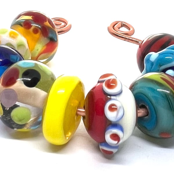 Artisan Lampwork Glass Beads – Bright Carnival & Bohemian Mosaic Set