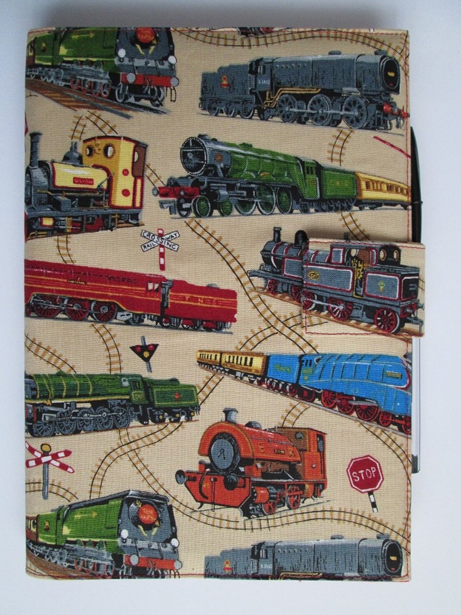 A5 Trains Reusable Notebook Cover