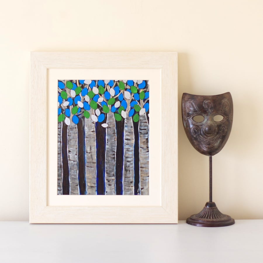 Birch Trees Art Print One Off, Art Print with Trees after Original Painting