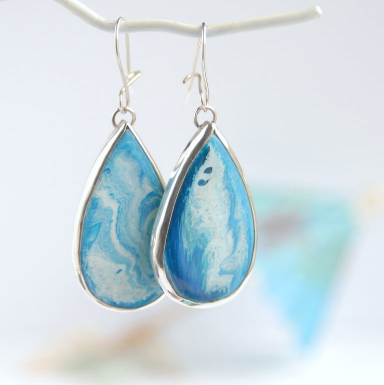 Cornish surfite and silver earrings