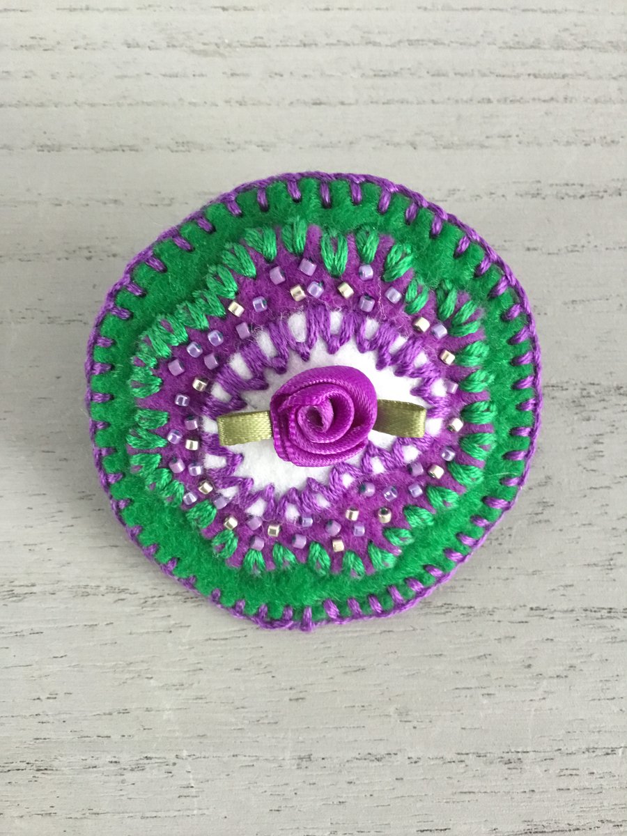  Embroidered Suffragette Brooch 