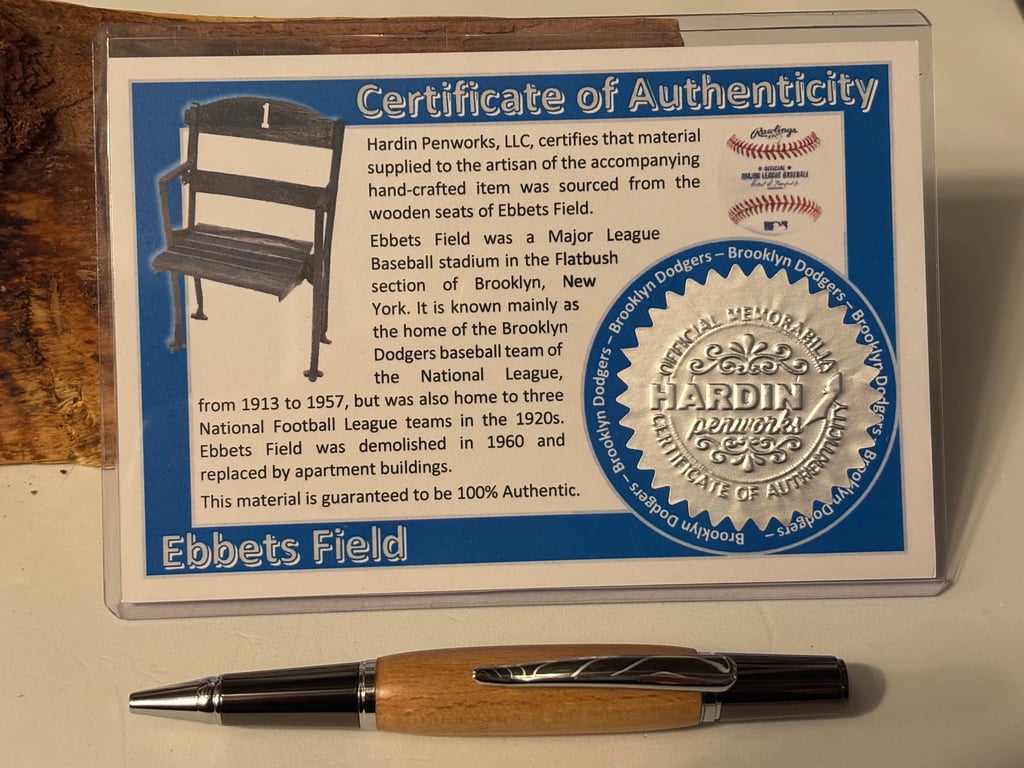 Ebbets Field Ballpoint Pen, Home of the Dodgers, Handmade  Baseball Gift 