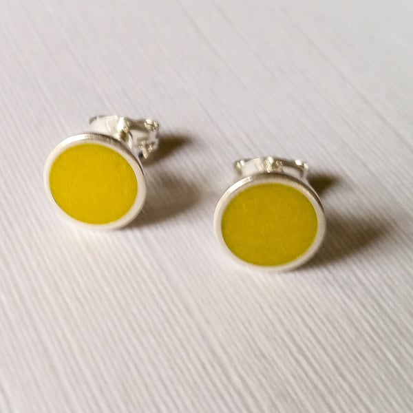 Colour Dot Studs Sulphur Yellow, Minimalist, Everyday Earrings 