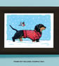 Festive Dachshund Wearing Christmas Jumper A4 Art Print - Image 4