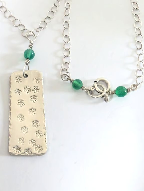 Daisy Necklace, Sterling Silver, Hand Stamped