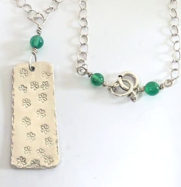 Daisy Necklace, Sterling Silver, Hand Stamped