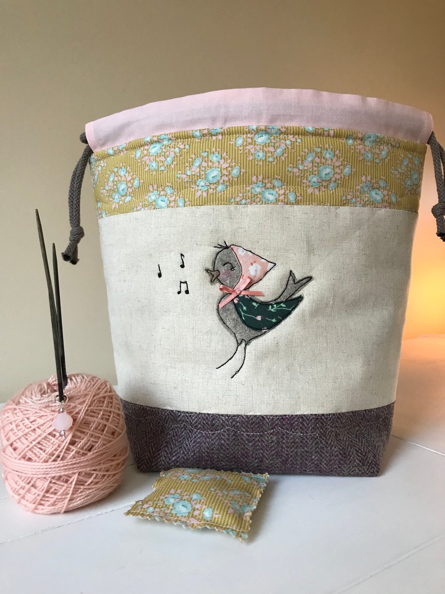 Sophie sparrow Tilda floral project bag