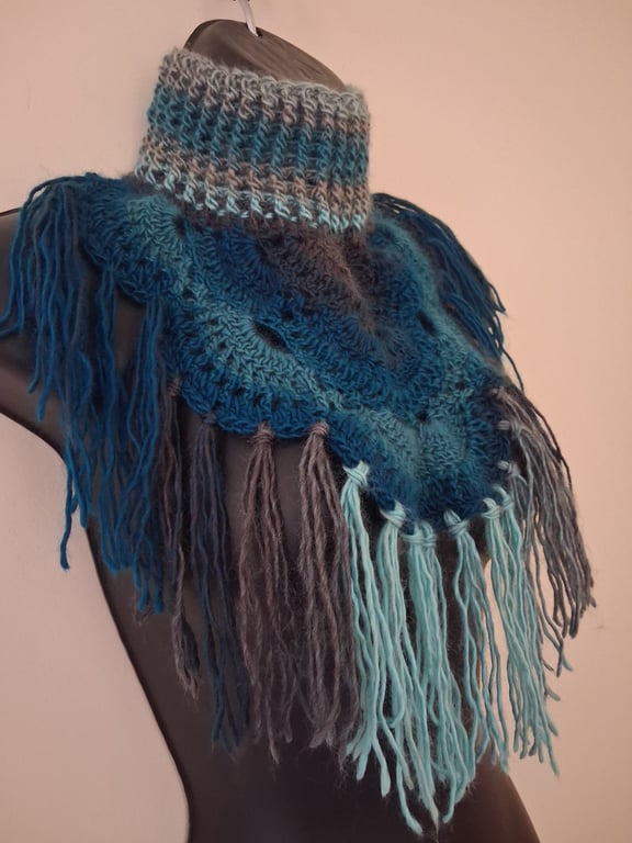 Unique hand crocheted neck warmer 