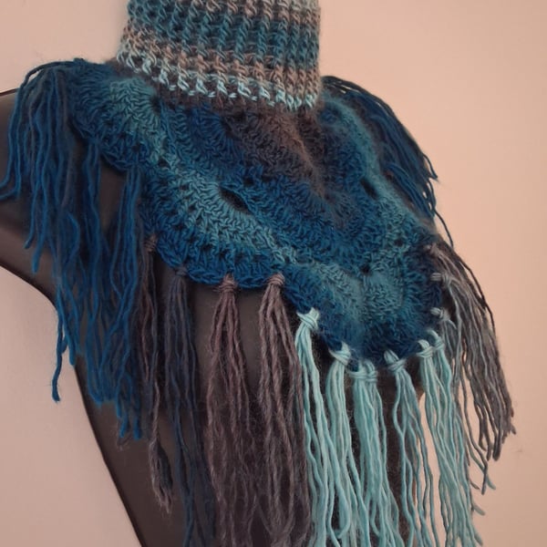 Unique hand crocheted neck warmer 