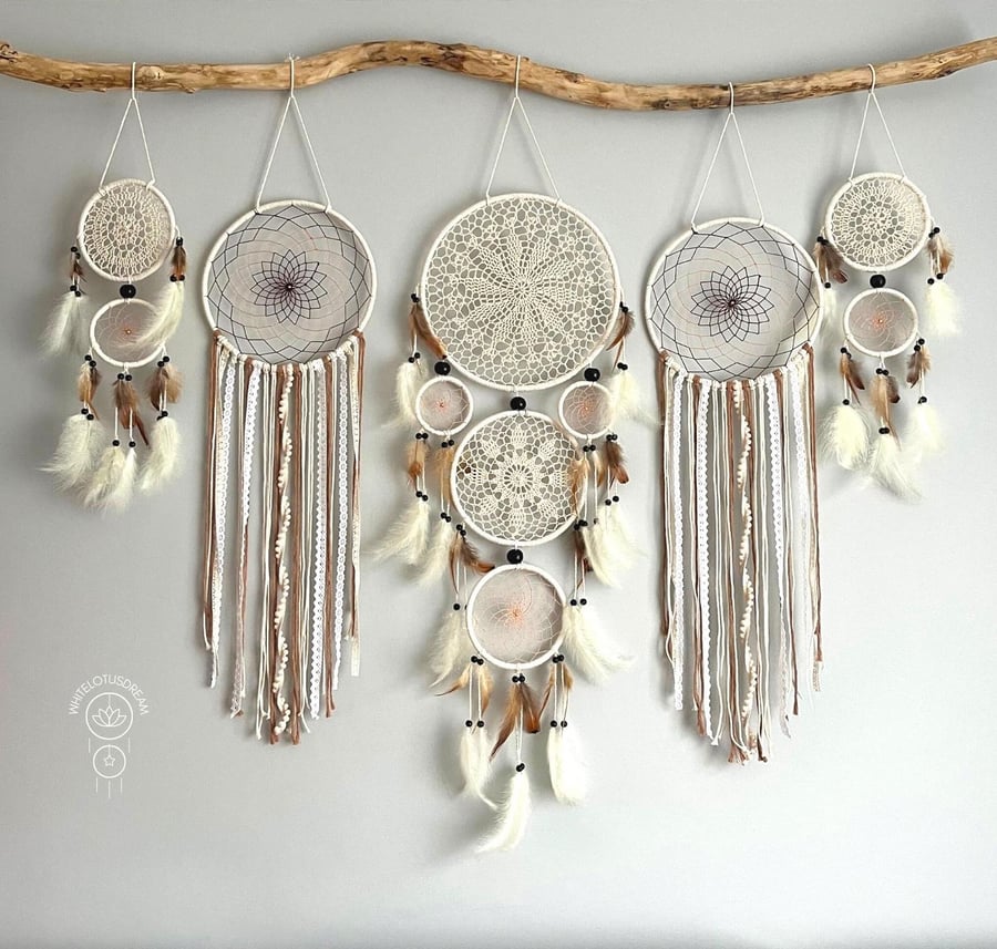 Coffee & Cream Dreamcatcher, Giant Dreamcatcher, Dreamcatcher wall Decor