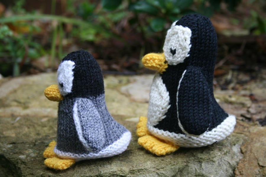 Knitting PDF Pattern - Perceval and Peppy Penguin - Cute Penguin Softies